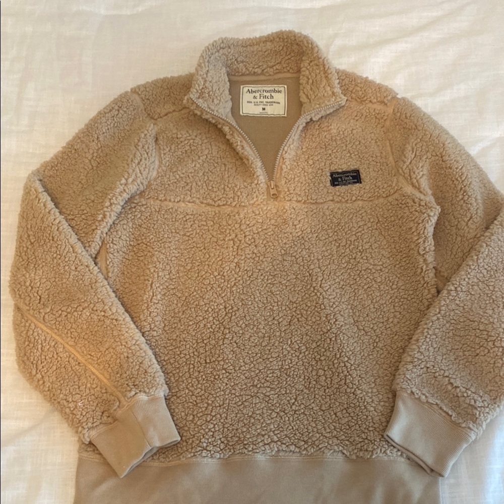 Abercrombie & Fitch Beige Zip-Up Sweater